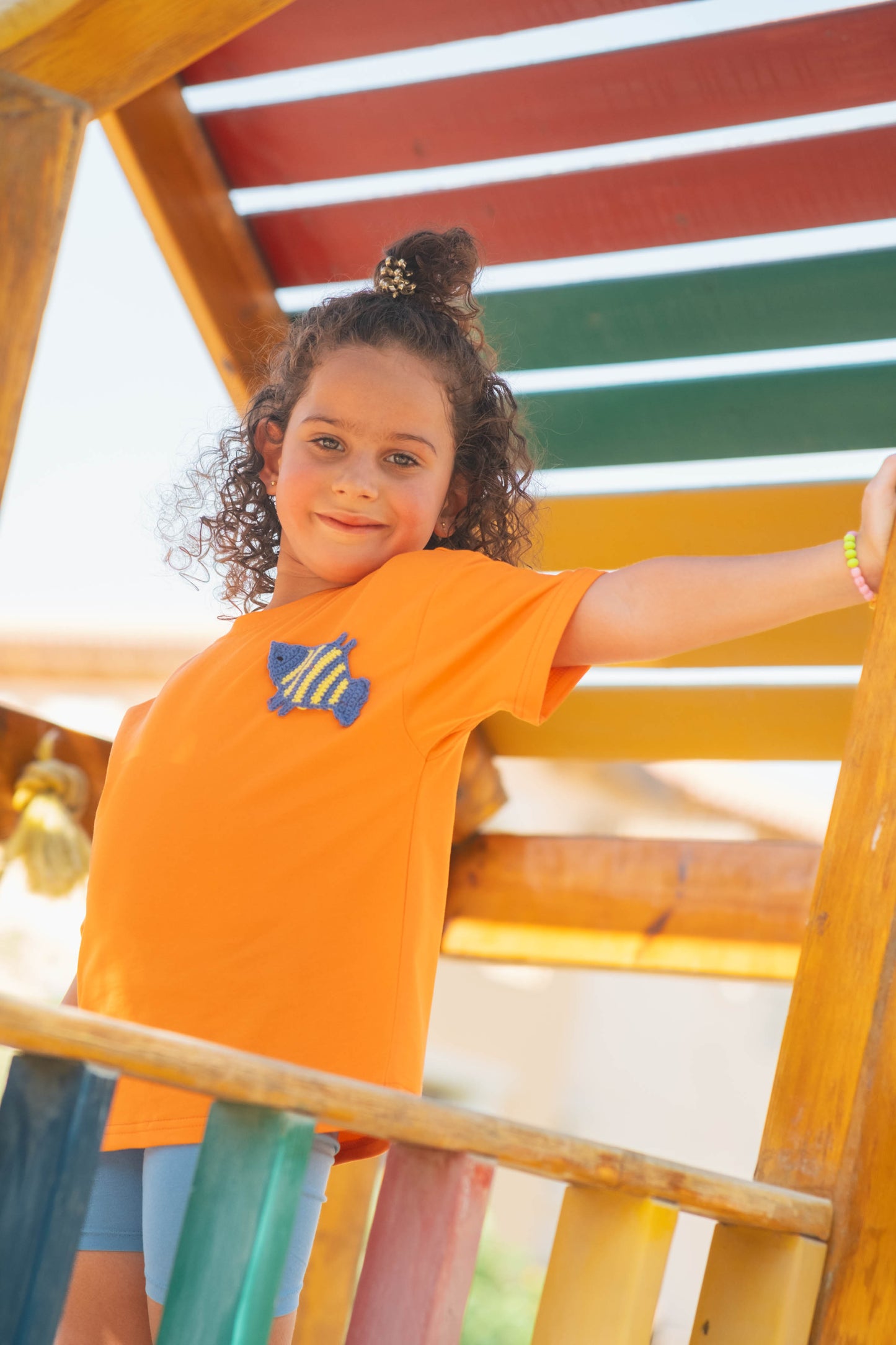 Crochet Fish Orange Oversized Tee