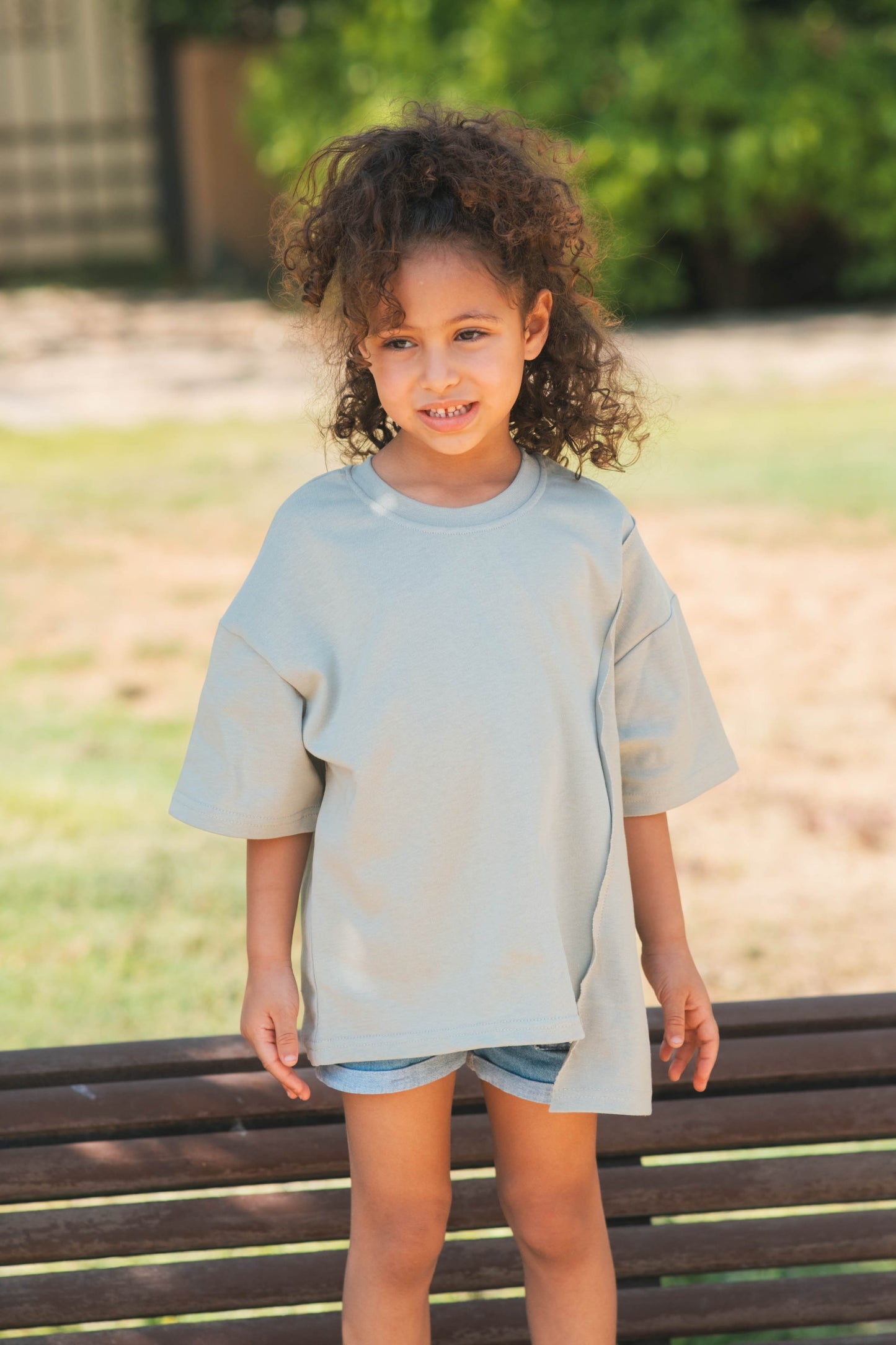 Sage-Green Asymmetrical Over-sized Tee