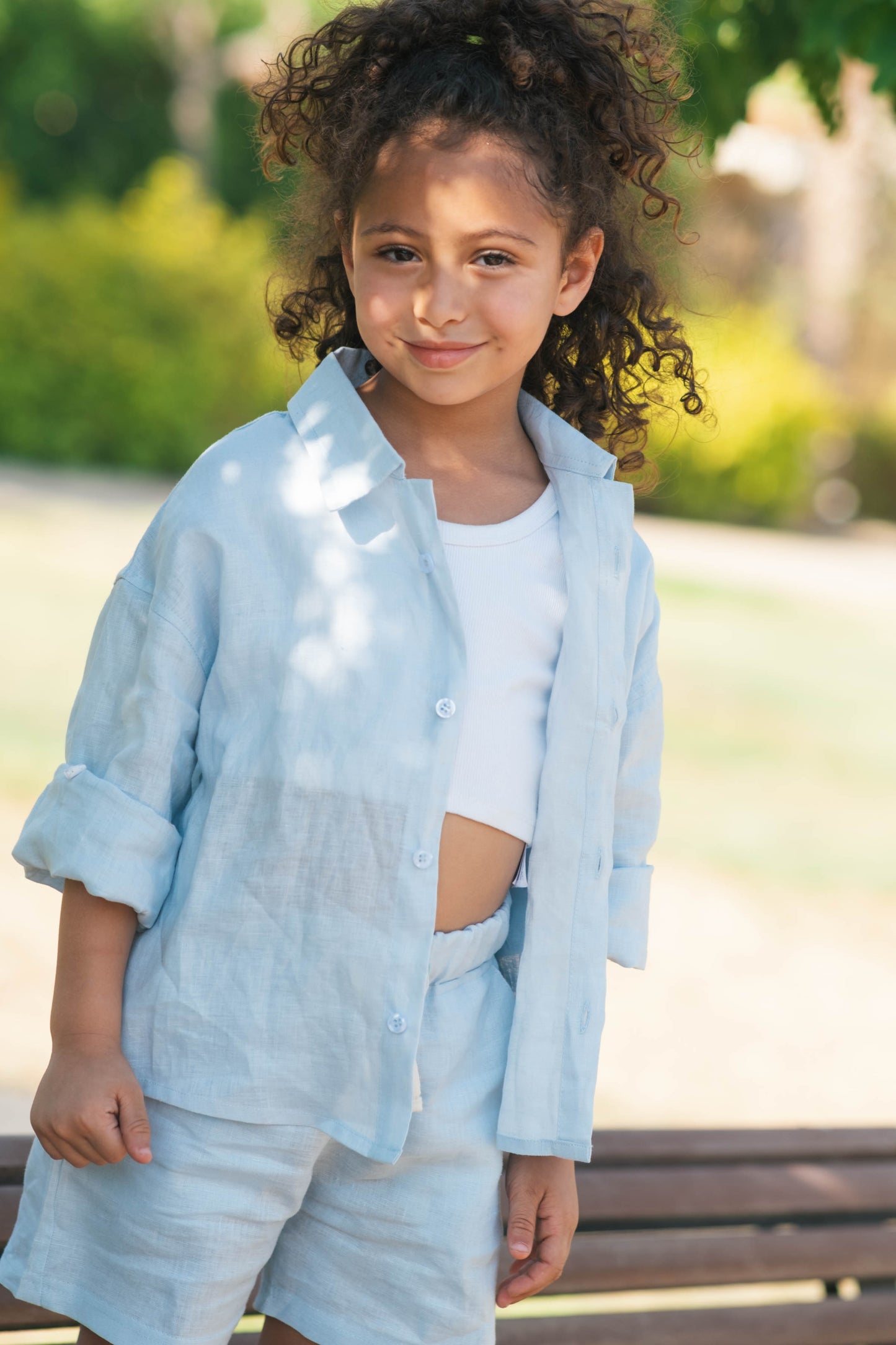 Baby-Blue Linen Set