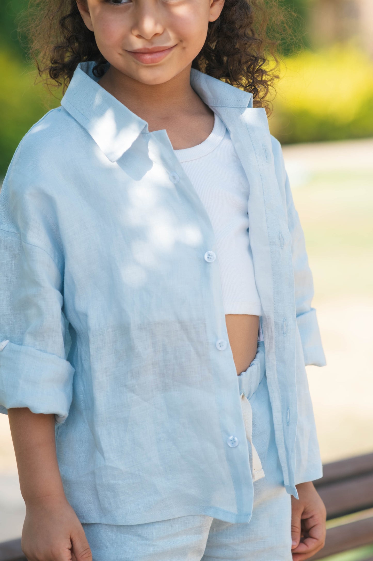 Baby-Blue Linen Set