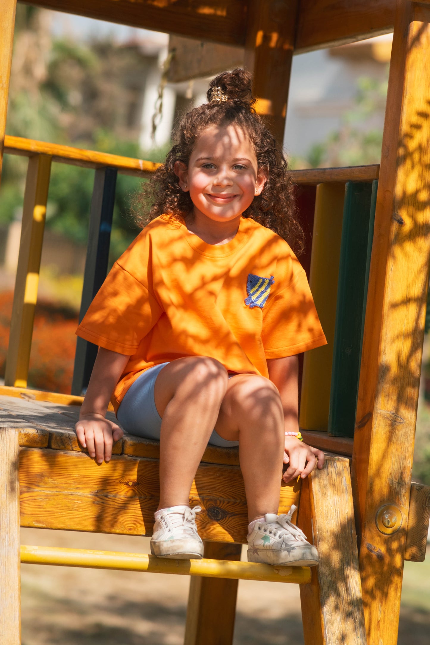 Crochet Fish Orange Oversized Tee