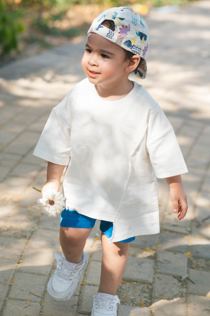 White Asymmetrical Over-sized Tee