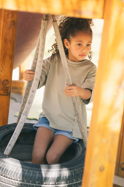 Sage-Green Asymmetrical Over-sized Tee