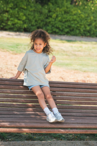 Sage-Green Asymmetrical Over-sized Tee