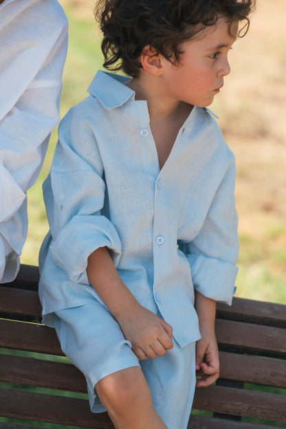 Baby-Blue Linen Set