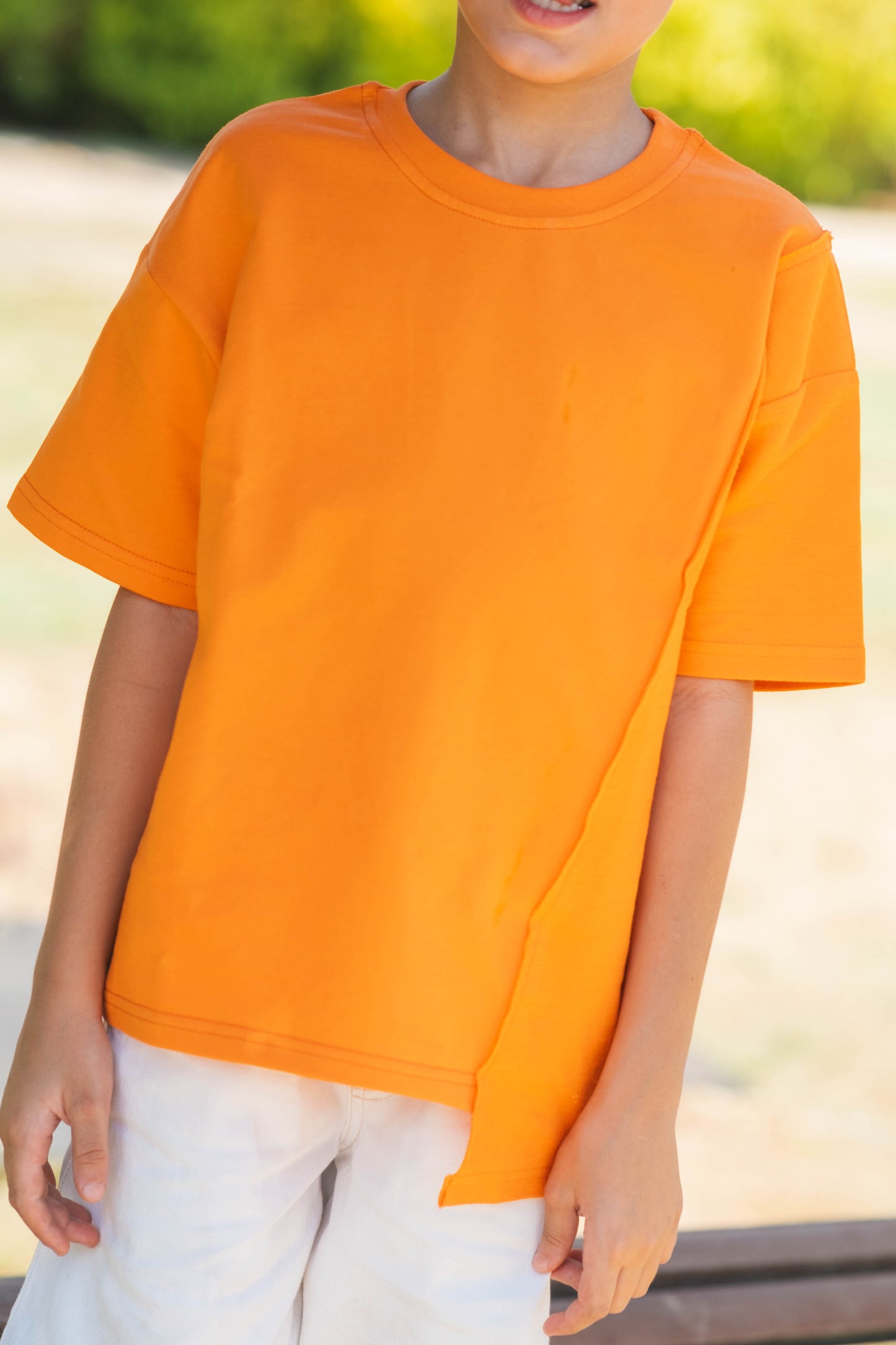 Orange Asymmetrical Over-sized Tee