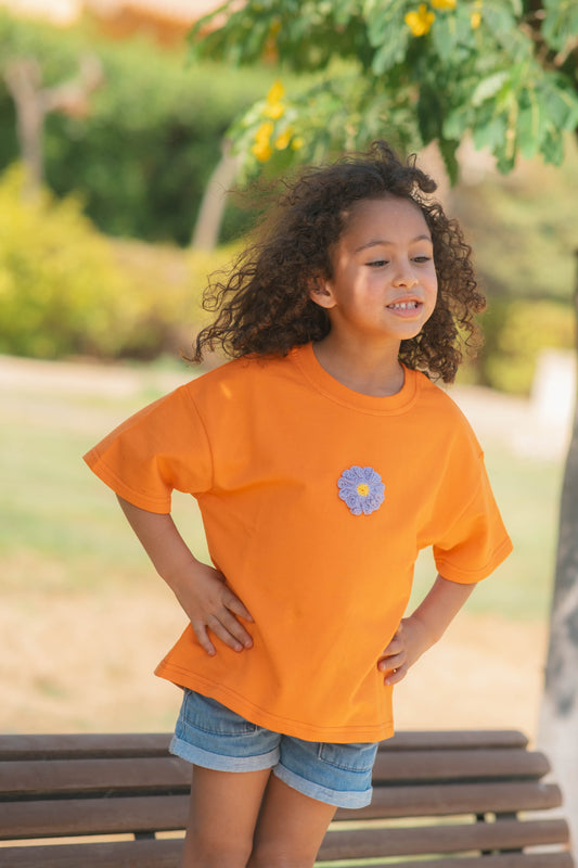Crochet Flower Oversized Tee